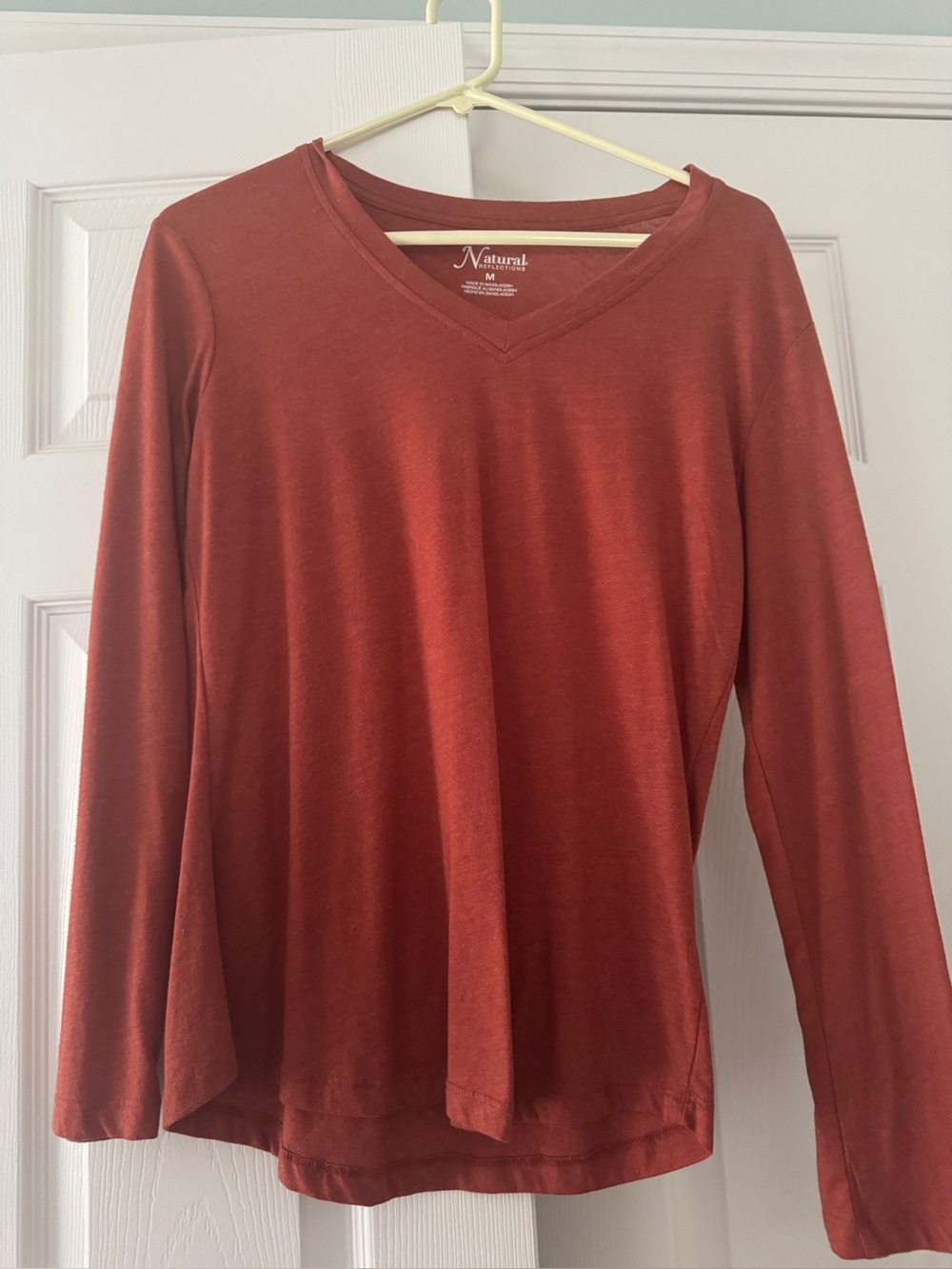 Natural Reflections Women's Long-Sleeve V-Neck Top - Rust